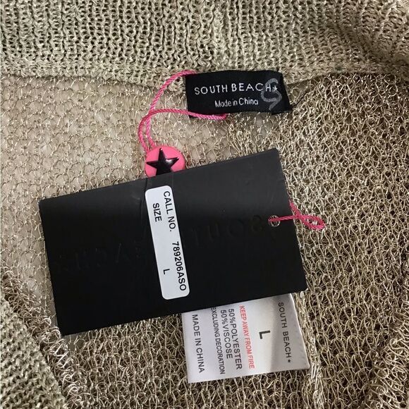 South Beach Gold Mesh Coverup Pants Size Large - Picture 7 of 11